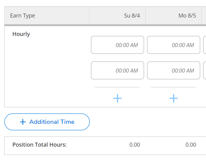 Add time button as shown on timesheet