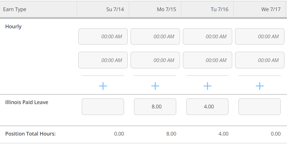 Timesheet with Paid Leave Hours included