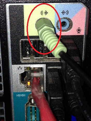 speaker plugged in to audio jack in back