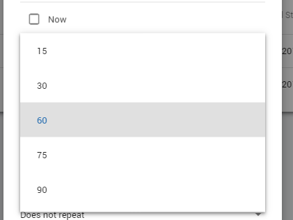 Schedule Meeting Duration Options